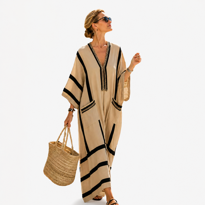 LONG KAFTAN | BLACK & WHITE STRIPE