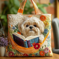 Handcrafted Bag | Shih Tzu with Books and Flowers