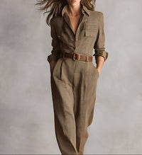 NESSA | BELTED CHECK UTILITY JUMPSUIT