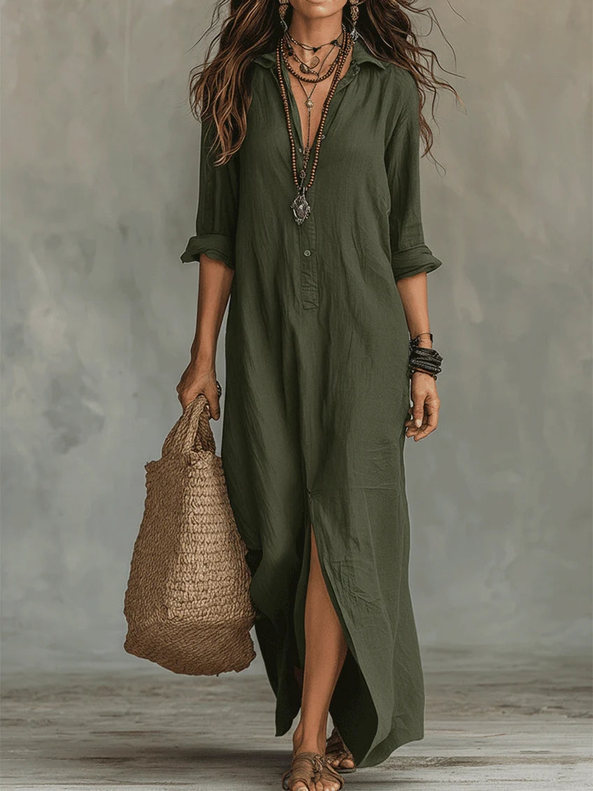 Valeria | Black Maxi Dress with Buttons