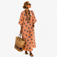 LONG KAFTAN | ORANGE STAR PRINT