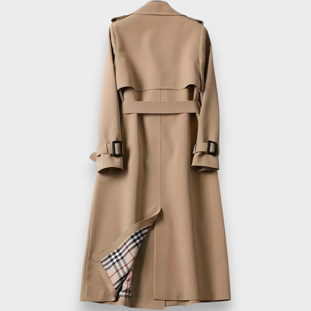 Edwina | Belted Double-Breasted Long Trench Coat
