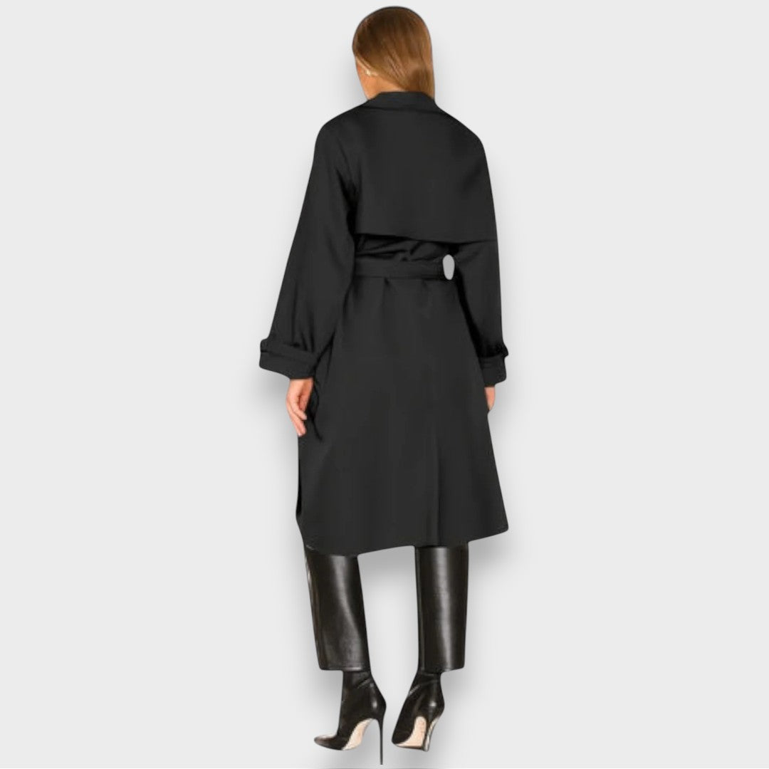 Edwina | Belted Double-Breasted Long Trench Coat