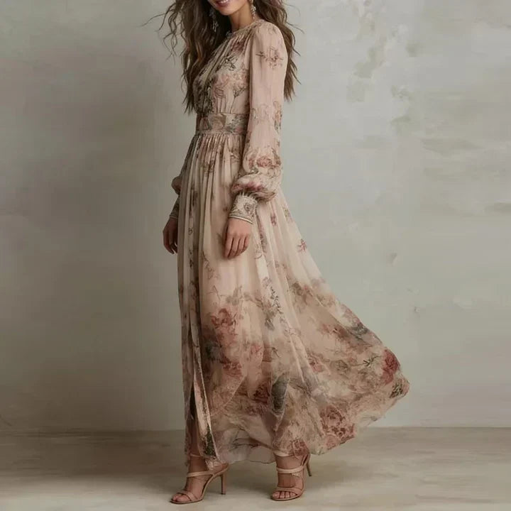 Amelia vintage floral high-waist maxi dress, view 2