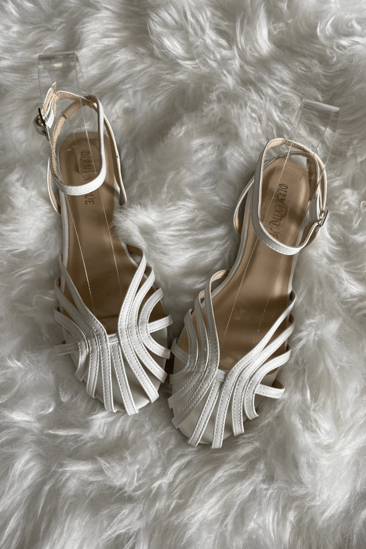 Round-Toe Cut-Out Ballet Flats with Ankle Strap
