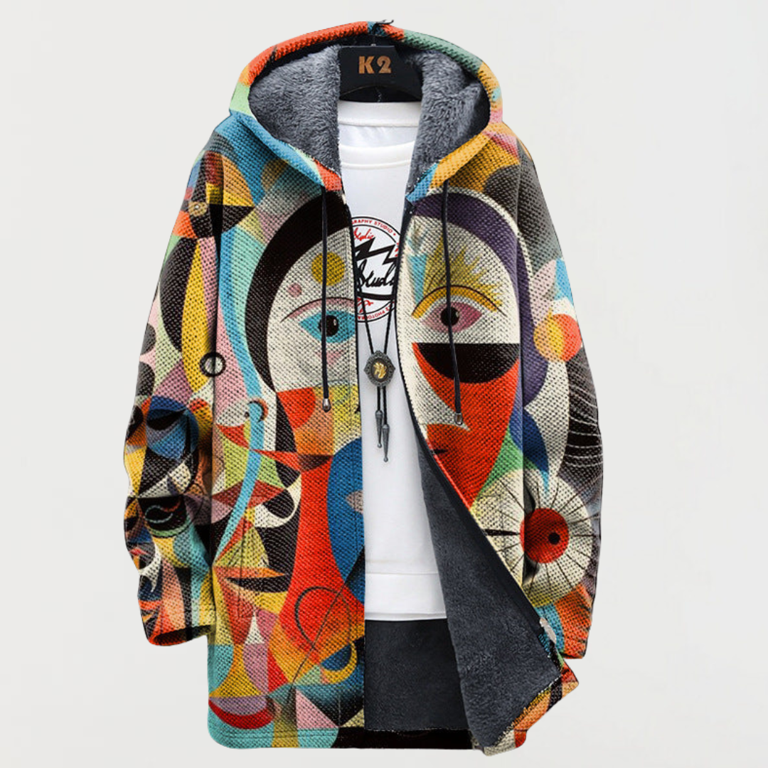 Morgan | Abstract Print Hooded Coat