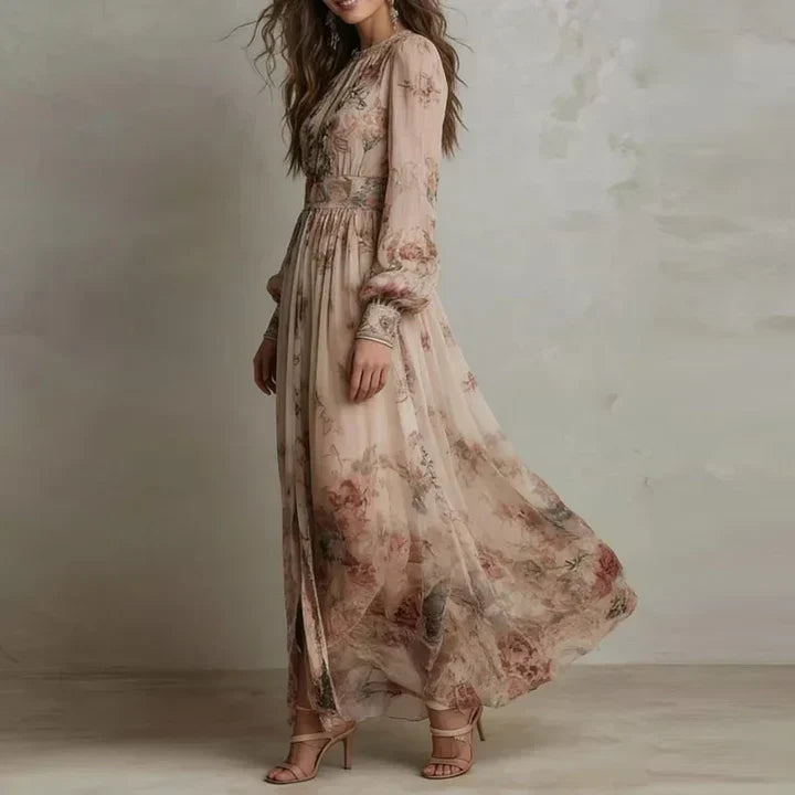 GEORGINA | VINTAGE FLORAL LONG-SLEEVE MAXI DRESS