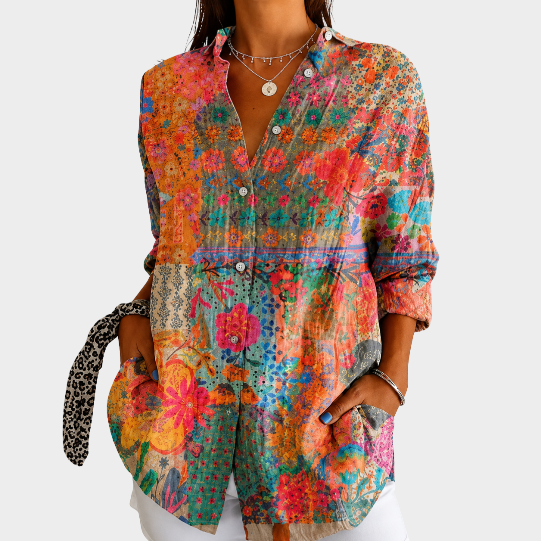LIORA LONDON | WILDFLOWER PATCHWORK BUTTON BLOUSE