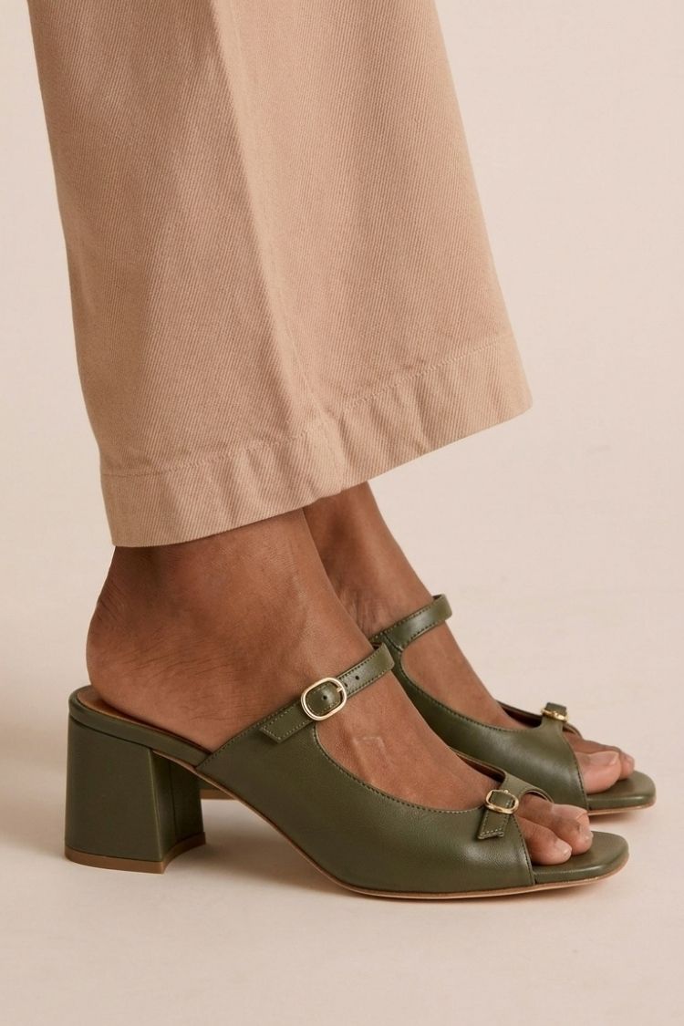 Gold Colour-Block Cut-Out Slingback Block Heels