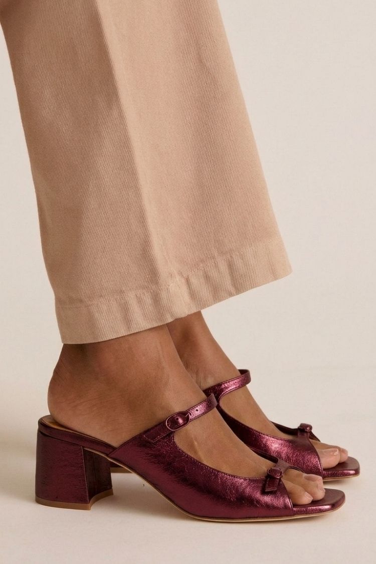 Gold Colour-Block Cut-Out Slingback Block Heels