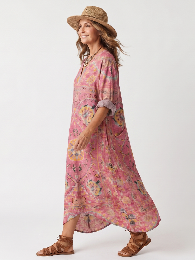 TILDA | ABSTRACT PRINT RELAXED POCKET MIDI DRESS