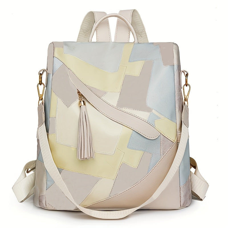Enrica | Checked Anti-Theft Backpack in Black