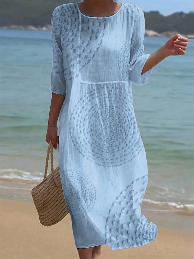 Women's Embroidered Casual Dress – Light Blue