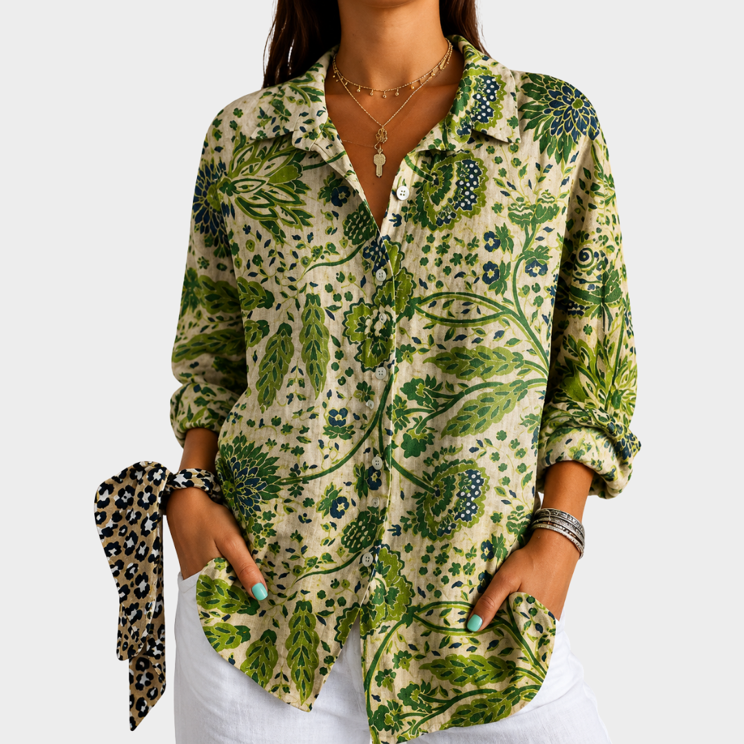 LIORA LONDON | GREEN GARDEN PRINT BLOUSE