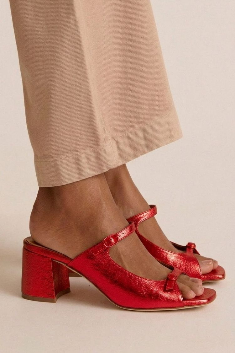 Gold Colour-Block Cut-Out Slingback Block Heels
