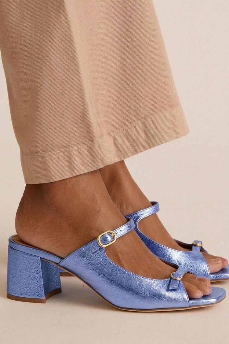Gold Colour-Block Cut-Out Slingback Block Heels