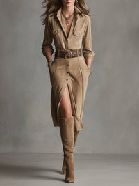 Alelie | Women's Brown Fashion Midi Dress
