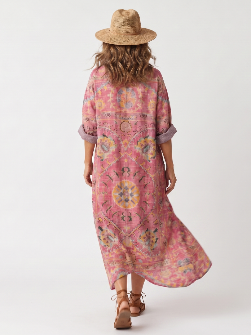 TILDA | ABSTRACT PRINT RELAXED POCKET MIDI DRESS
