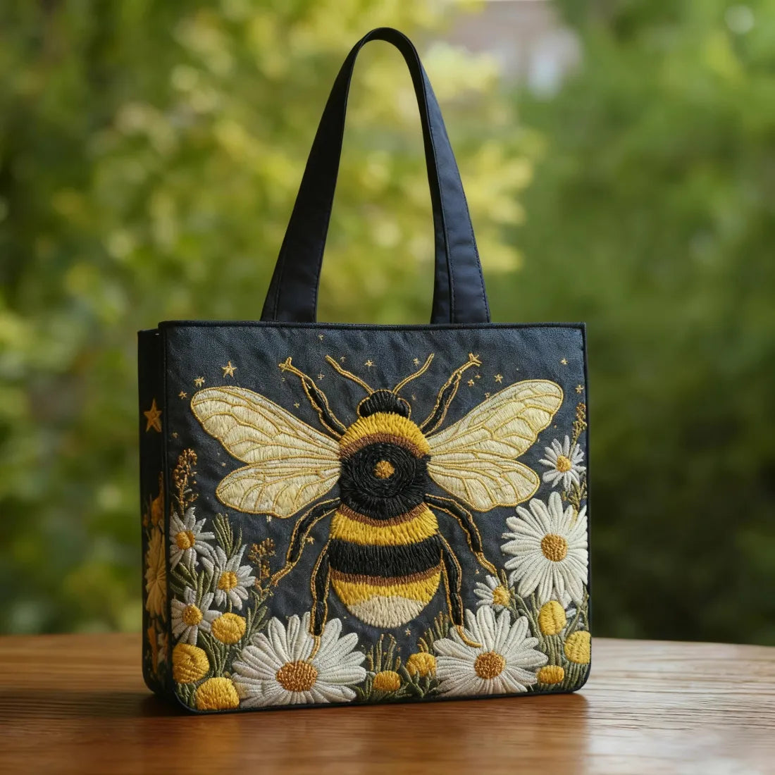 Handcrafted Bag | Bee with Daisies and Stars
