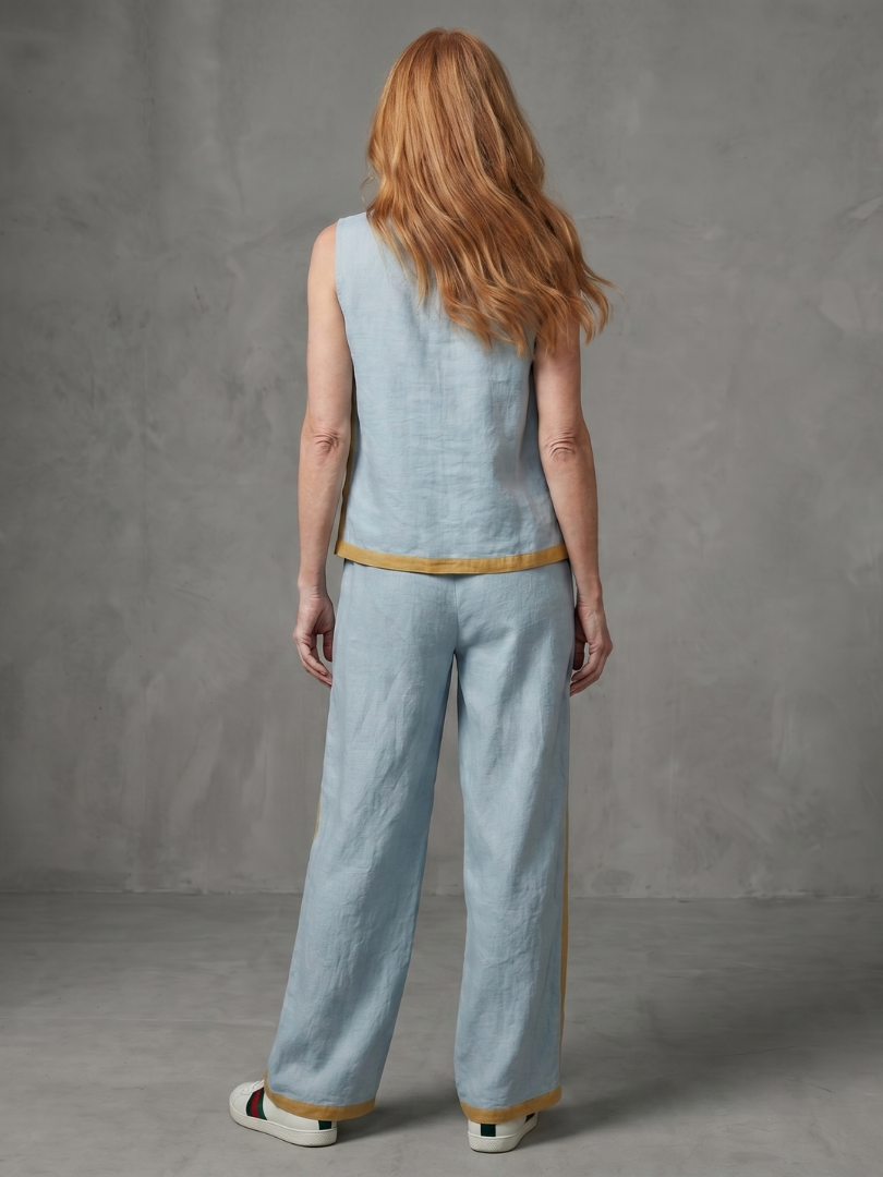 Inara - Sleeveless Top Wide Leg Contrast Pants Set