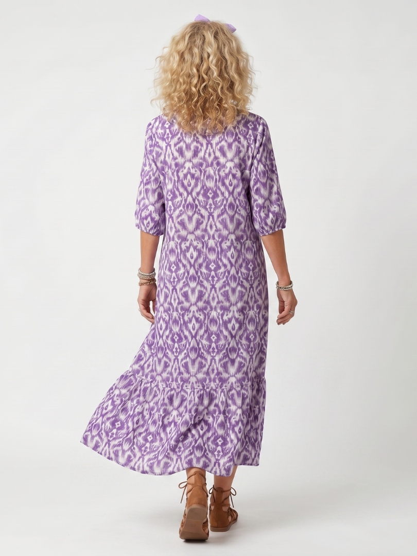 PENELOPE | PRINTED TASSEL TIE MIDI DRESS
