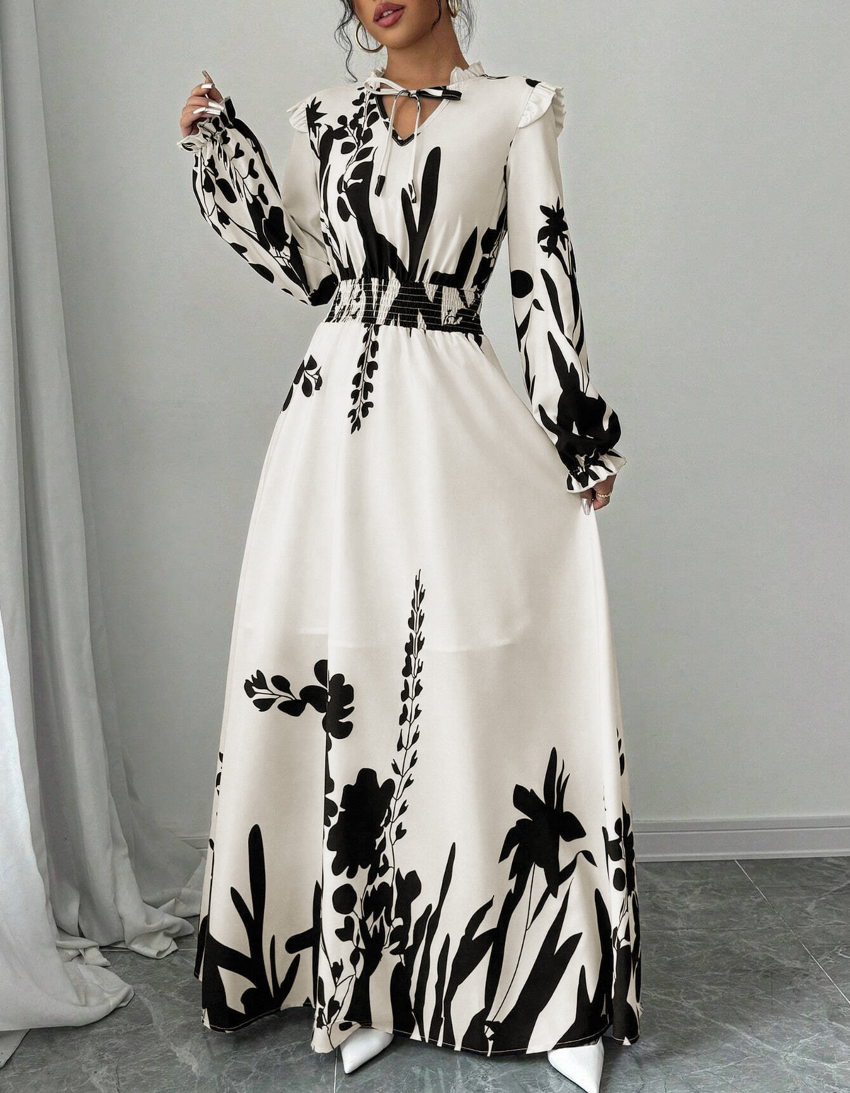 LIORA™ | Romantic Long-Sleeve Maxi Dress