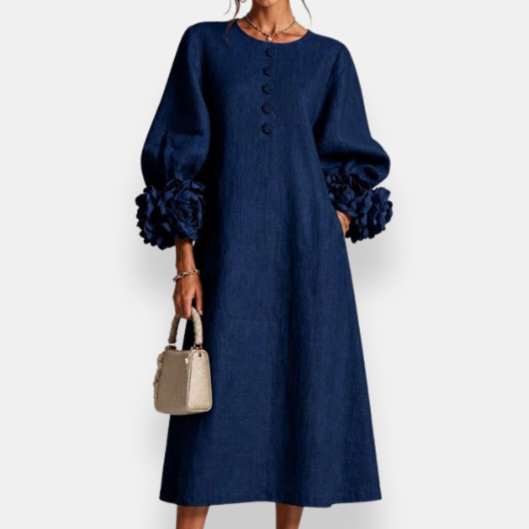 Annabelle | Floral Appliqué Midi Dress