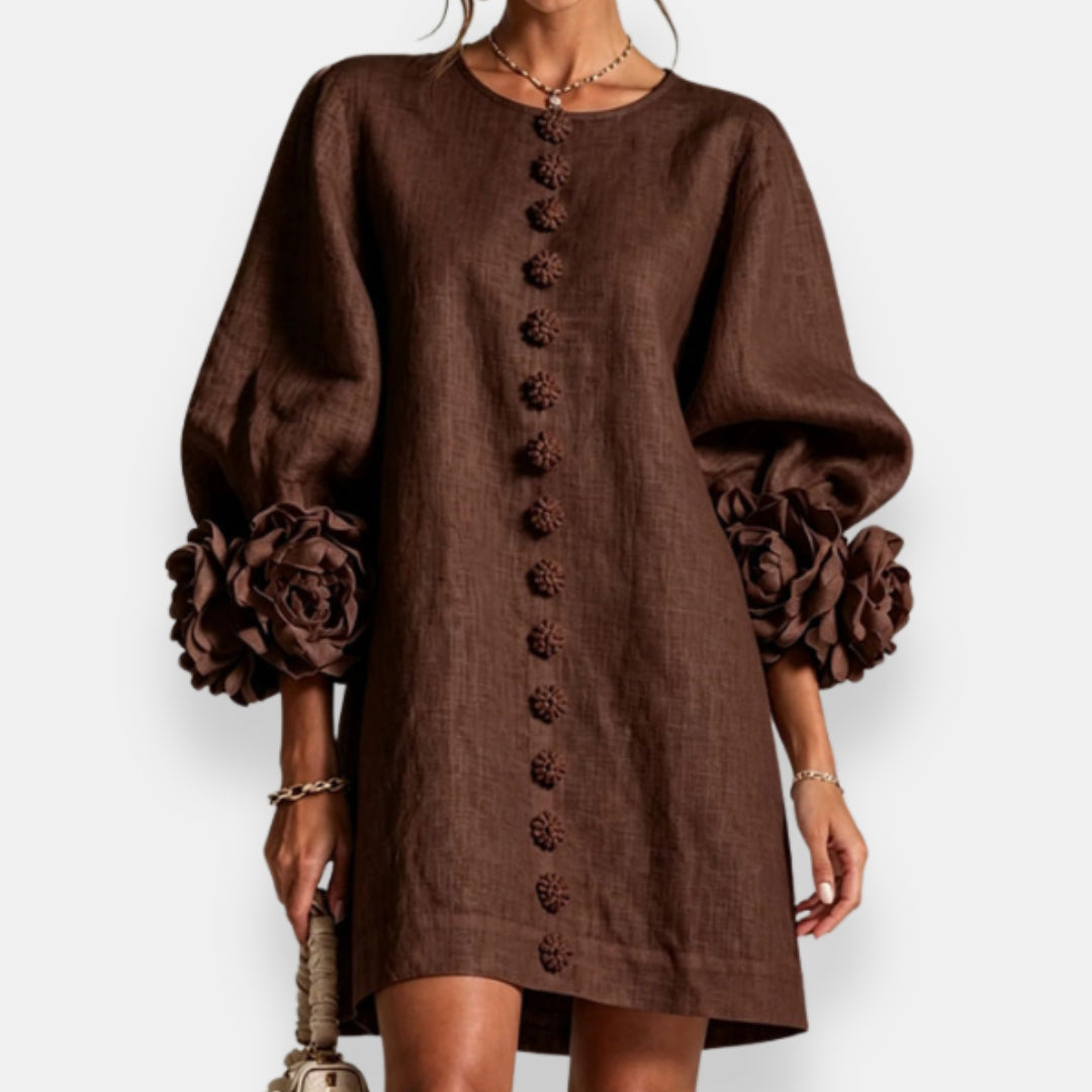 Cecily | Sculpted Floral Button Dress