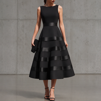 EBREL | SLEEVELESS MIDI DRESS WITH BANDED FLARED SKIRT