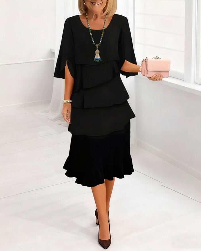 Charlotte™ | Elegant Split-Sleeve Midi Dress