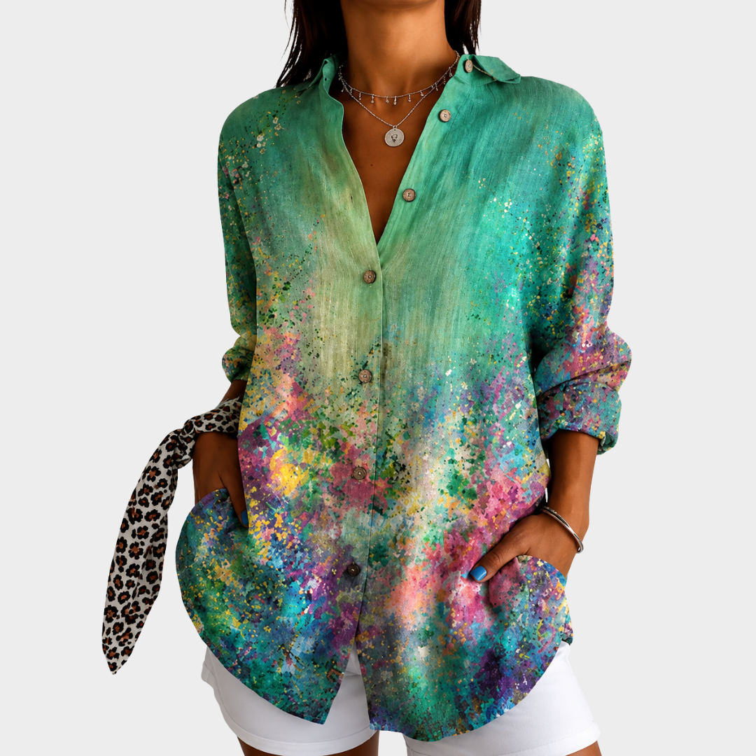 LIORA LONDON | EMERALD GREEN PRINT BLOUSE