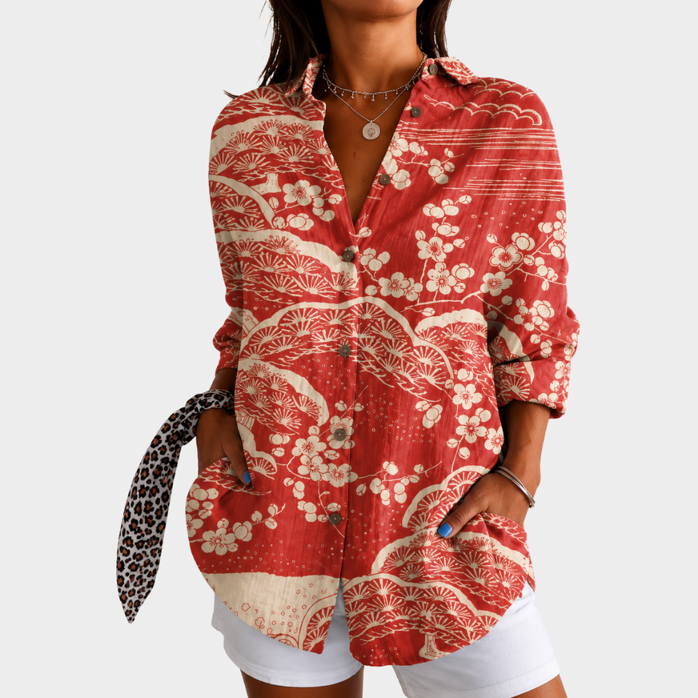 LIORA LONDON | SUNSET-TONE FLORAL BLOUSE