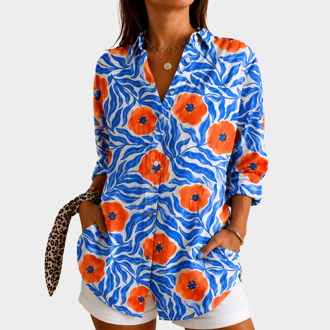 LIORA LONDON | COASTAL BLUE FLORAL BLOUSE