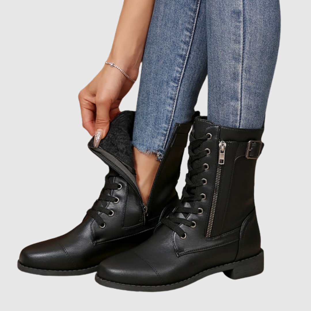 CARMINE | COMFORTABLE SIDE-ZIP LEATHER BOOTS