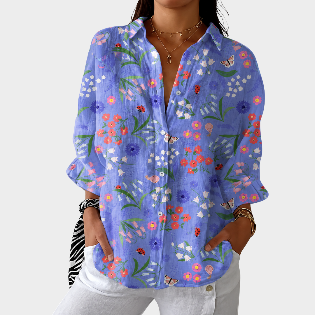 LIORA LONDON | RELAXED FIT SMALL PRINT BLOUSE