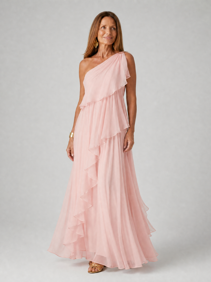 Tracey one-shoulder ruffle maxi dress, view 6