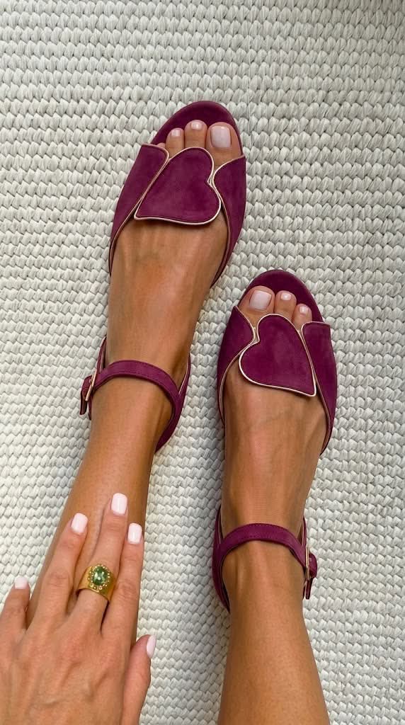 Pink Open-Toe Sandals with Ankle Strap and Heart Detail