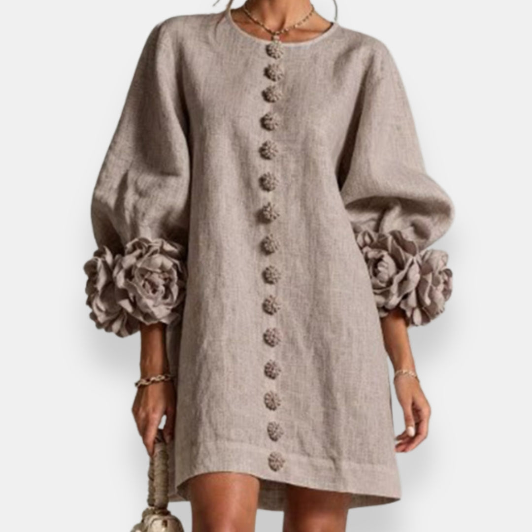 Cecily | Sculpted Floral Button Dress