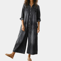Diana | Vintage Washed Soft Denim Jumpsuit with Button Closure