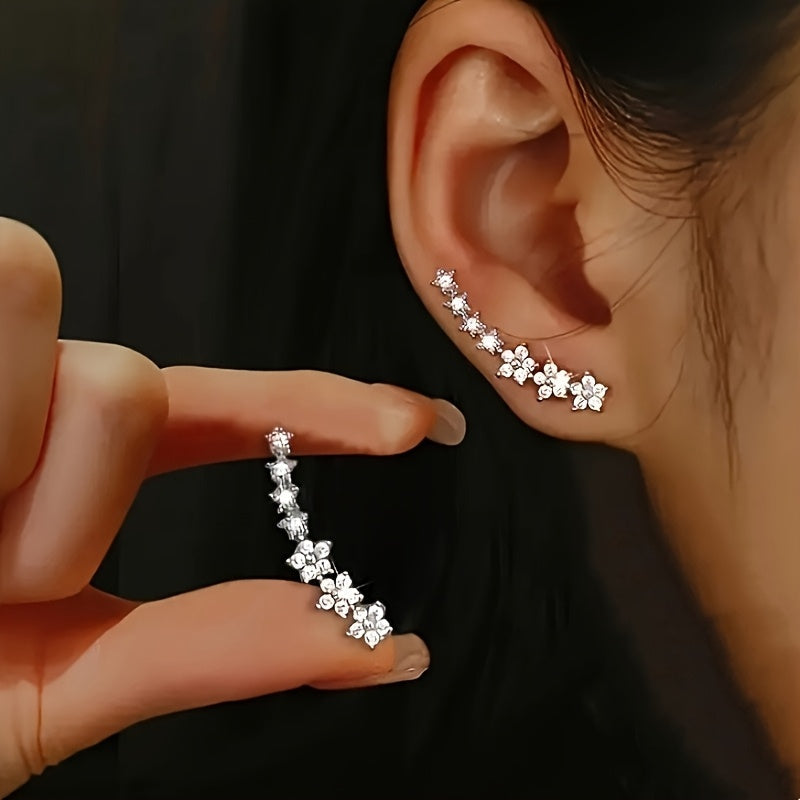FLORAL RHINESTONE GOLD EARRINGS