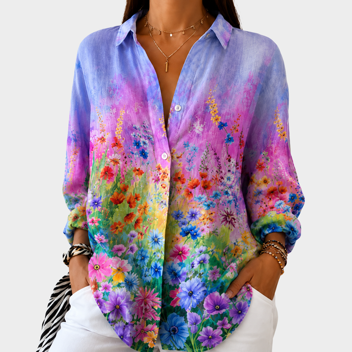 LIORA LONDON | WARM ORANGE FLORAL BLOUSE
