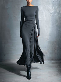 Posy | Side-Knot Long-Sleeve Maxi Dress