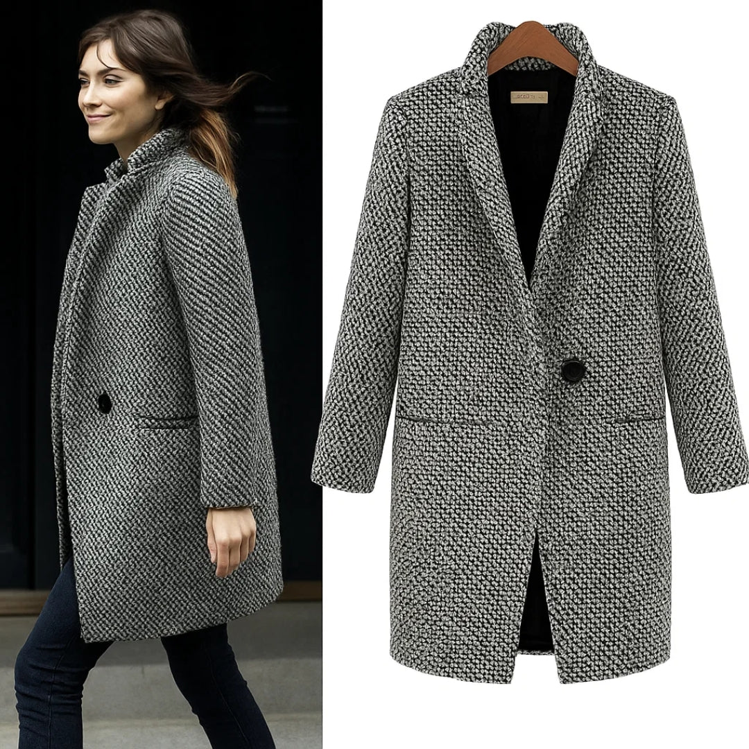 Venetia | Long Black-and-White Wool Coat