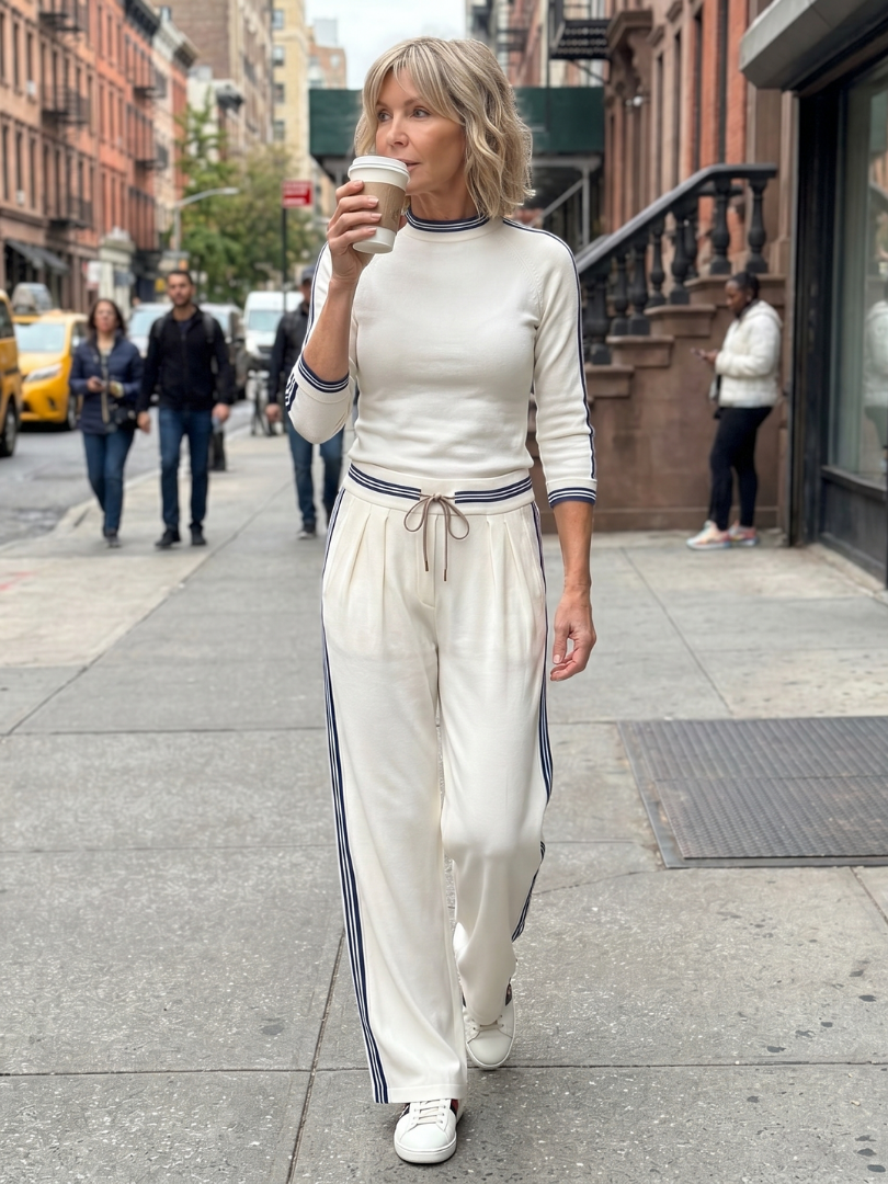 Eirlys - Fitted Long Sleeve Top Wide Leg Pants Set