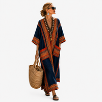 LONG KAFTAN | NAVY TRIBAL BORDER