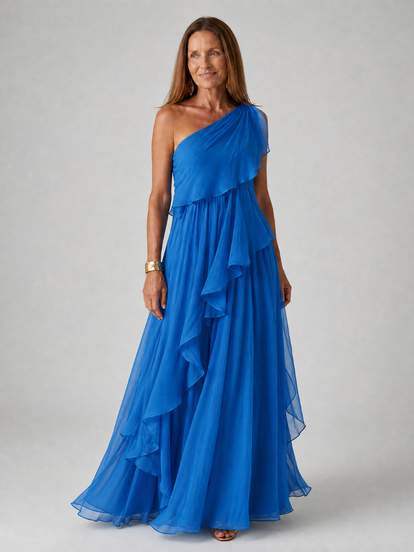 Tracey one-shoulder ruffle maxi dress, view 10