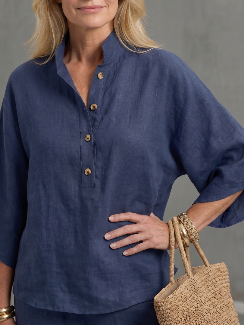 Amity - Button Front Relaxed Tunic Trouser Set