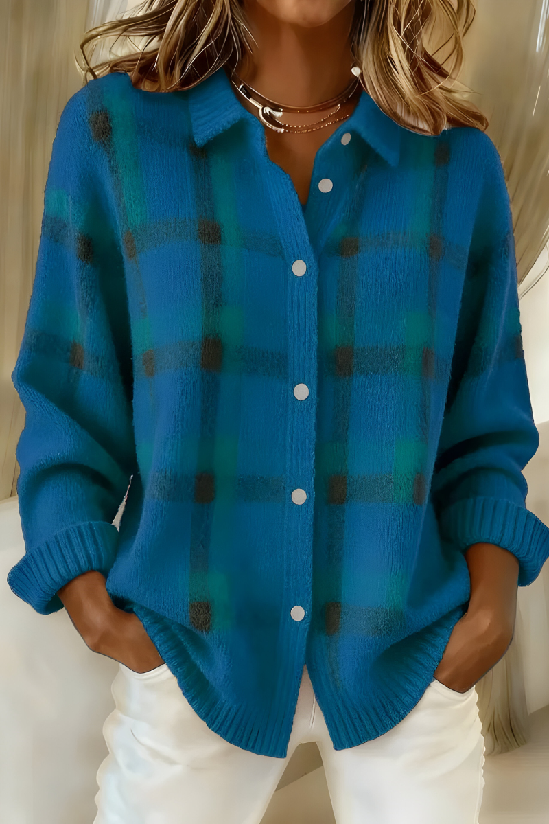 CANDELA | CHECKED KNIT CARDIGAN