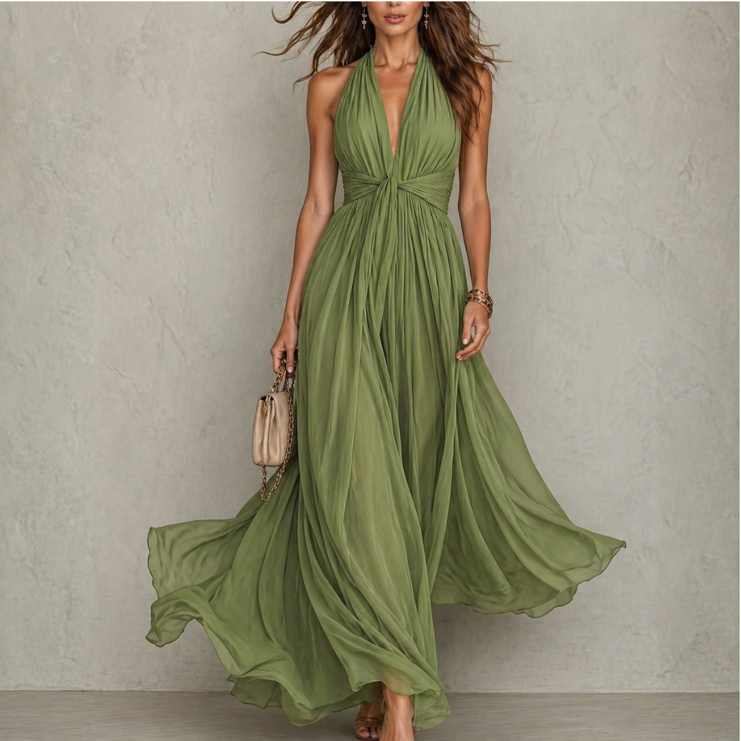 LIORA™ | Halter Chiffon Maxi Dress