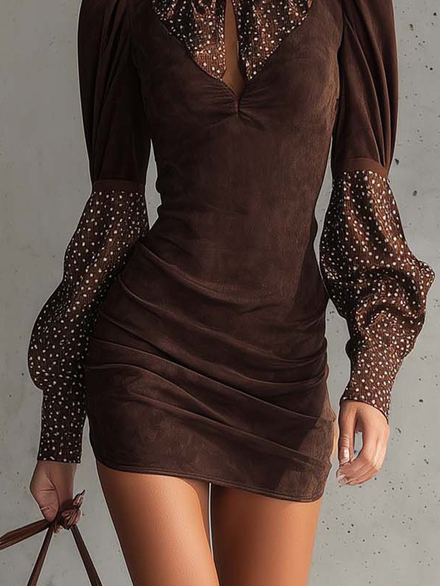 PAULLY | ARTIFICIAL SUEDE BODYCON DRESS